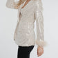 Silver Feather Trim Sequin Blazer