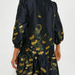 Golden Floral Ruffled Collar Dress