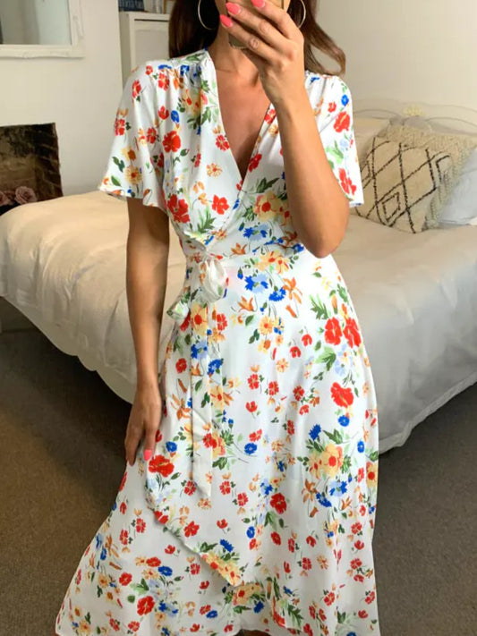 Floral Wrap Midi Dress