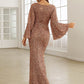 V-Neck Flared Sleeve Evening Dress