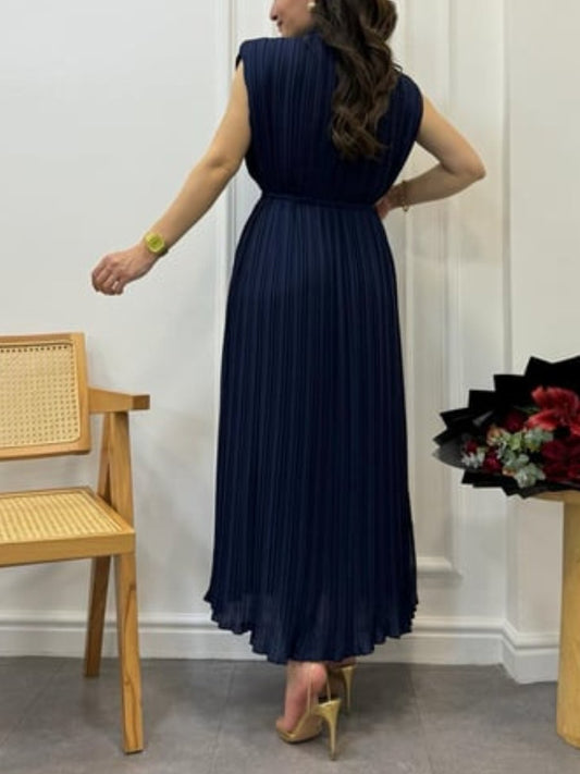 Sleeveless Pleated Chiffon Dress