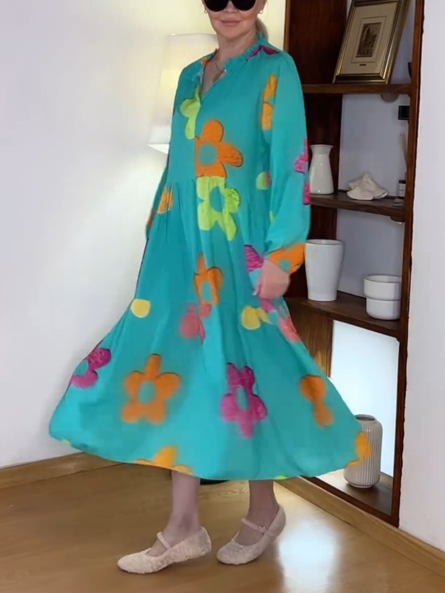 Colourful Floral Long Sleeve Dress