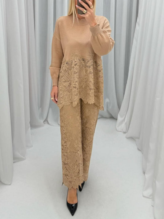 (⏰Last Day Promotion $10 OFF)  Elegant Lace Knitted Two-piece Suit