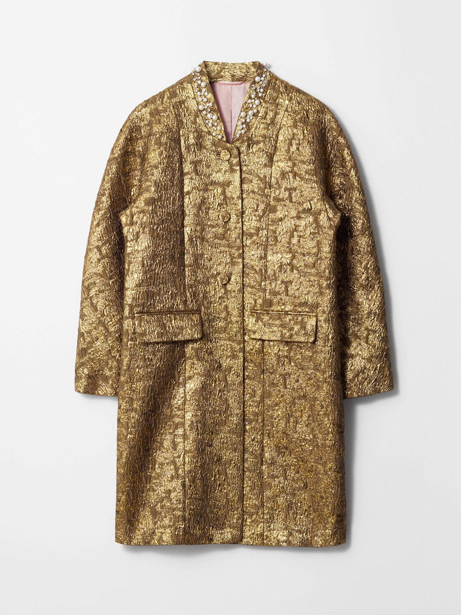 Tailored Metallic Jacquard Coat