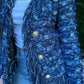 Blue Open Front Fringe Jacket