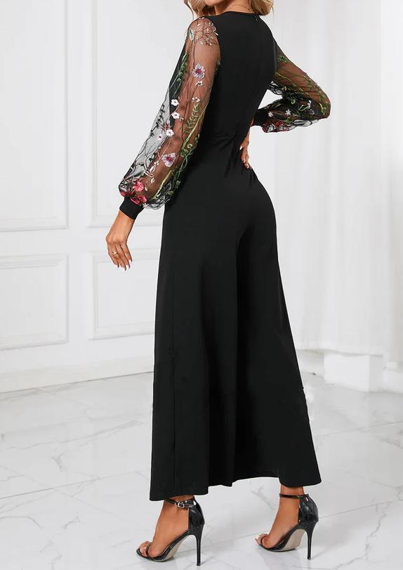 Flower Embroidered Elegant Jumpsuit