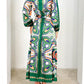 Satin Print Maxi Shirt Dress