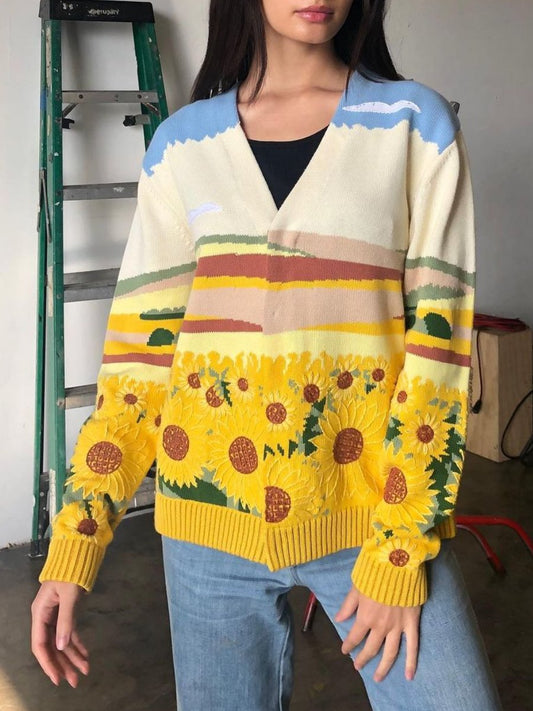 Colorful  Sunflower Cardigan