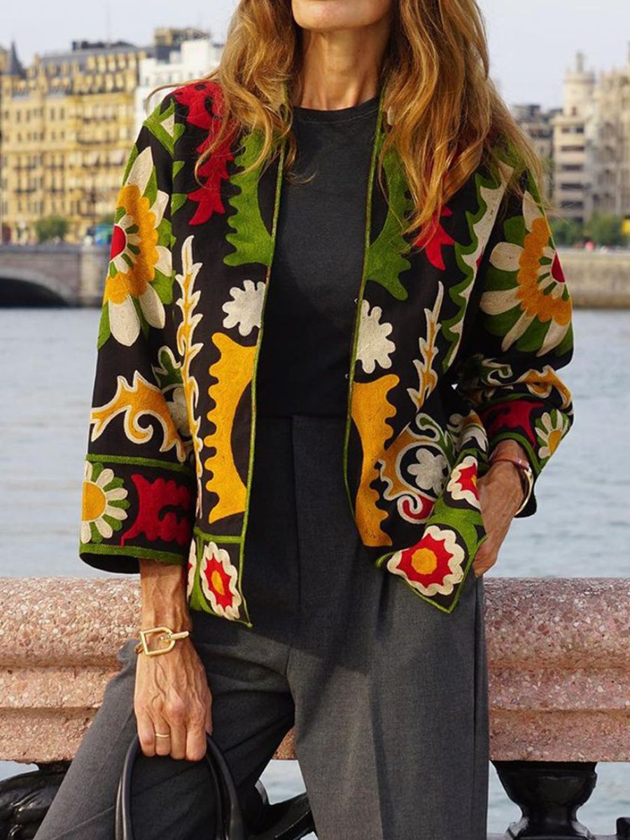 Elegant Multicolor Long Sleeve Outerwear