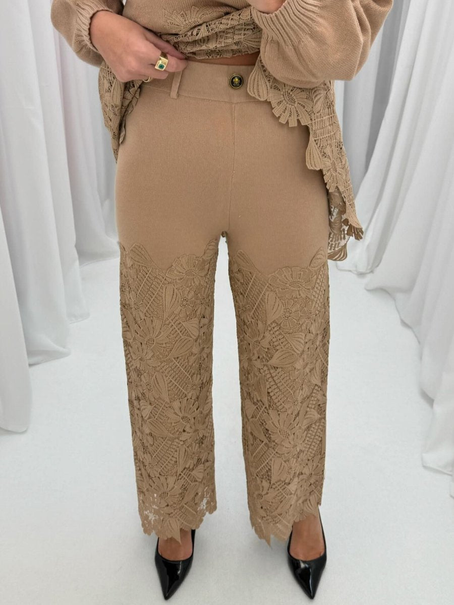 Elegant Lace Knitted Two-piece Suit