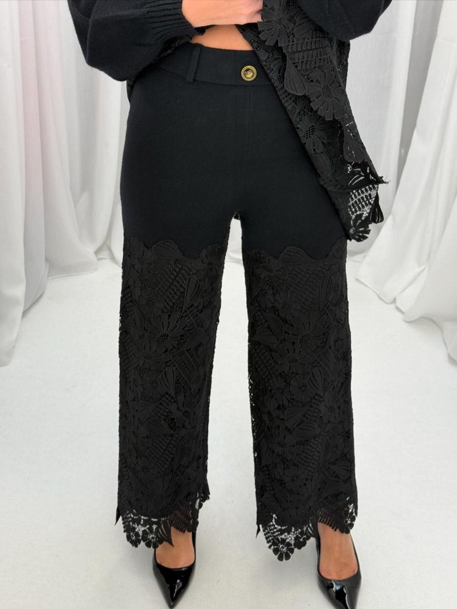 Elegant Lace Knitted Two-piece Suit