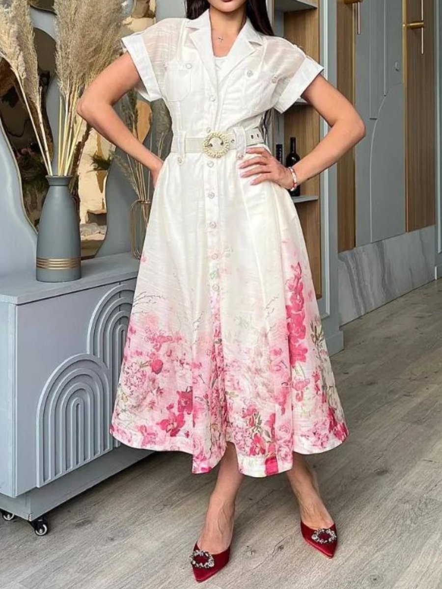 Gorgeous Floral Linen Shirt Dress