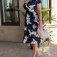 Navy Floral Short Sleeve Dress