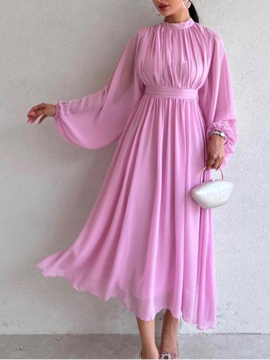 Long Sleeve Pleated Dress