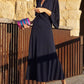 Classy V-Neck Plain Long Sleeve Midi Dress