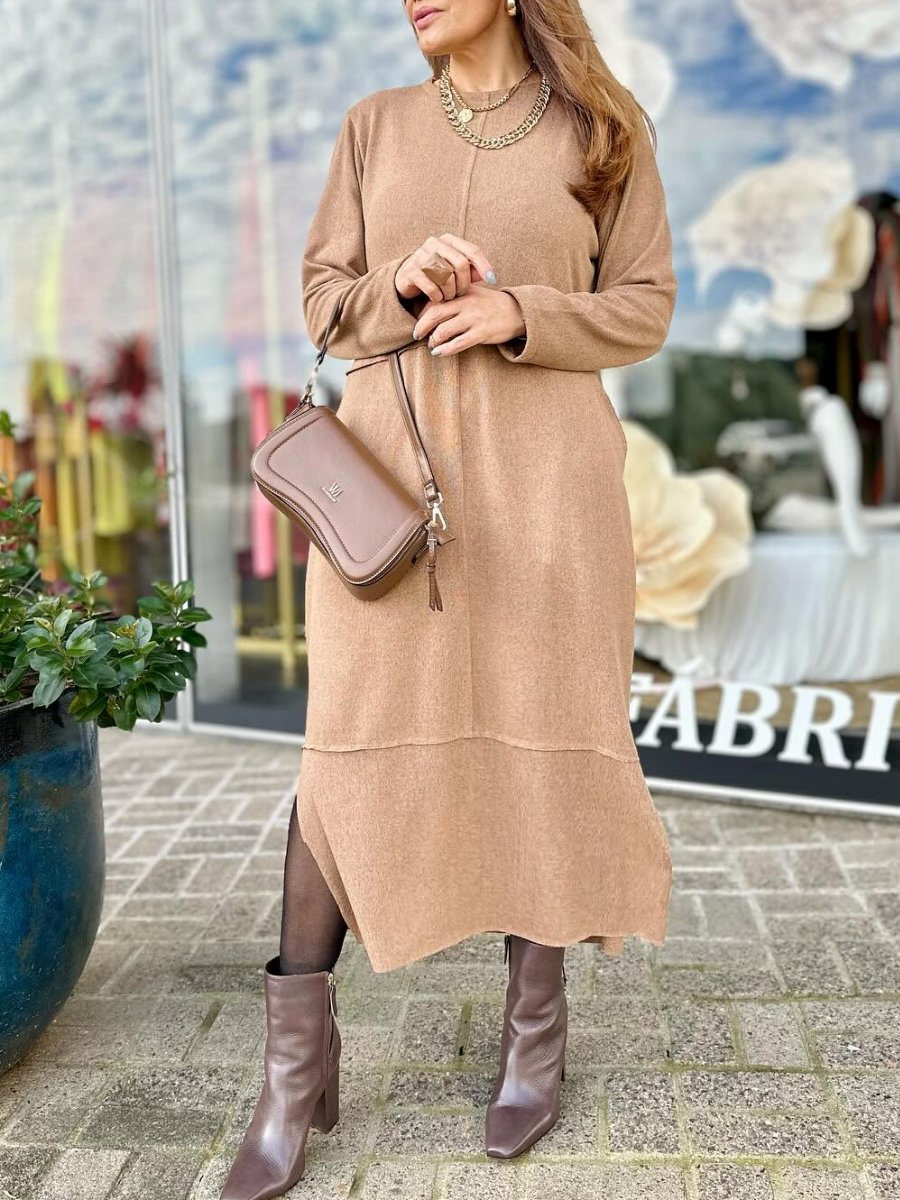 Comfortable Long Sleeve Cashmere Dress