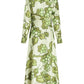 Green Fruit Print Silk Dress