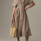 Button-Front Pleated Shirt Dress