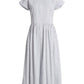 Drop Waist Button Front Cotton Midi Dress