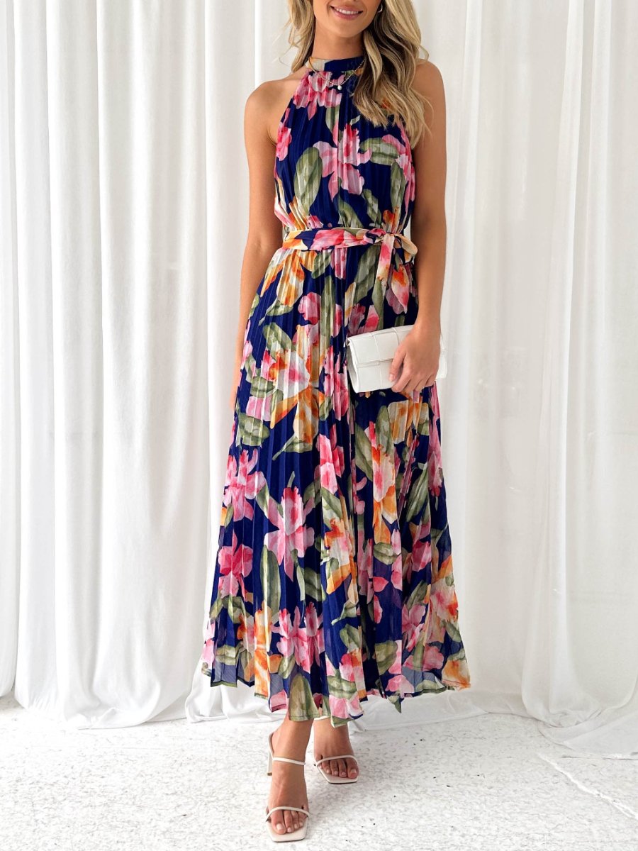 Navy Floral Midi Dress