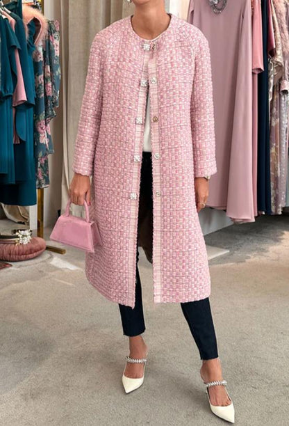 Elegant Pink Tweed Coat