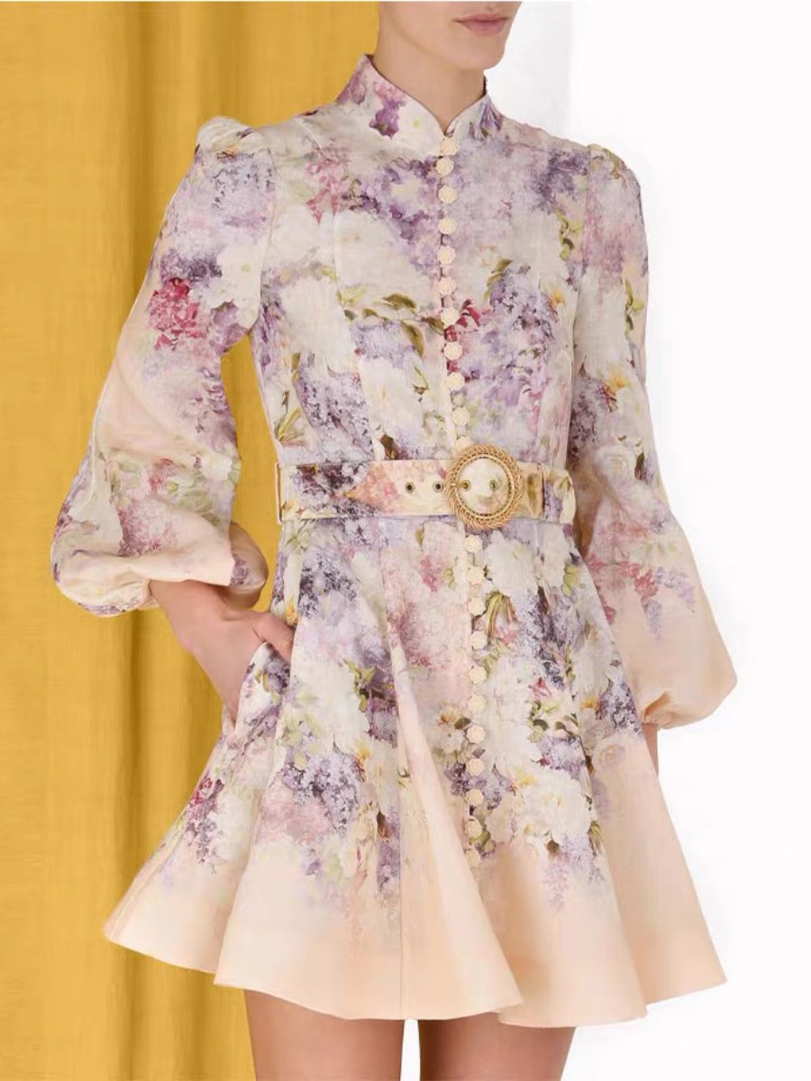 Dreamy Floral Lyrical Buttoned Dress