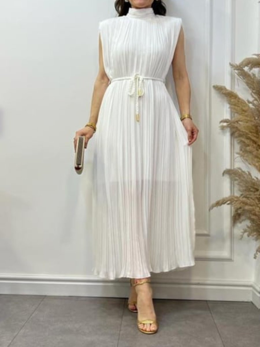 Sleeveless Pleated Chiffon Dress