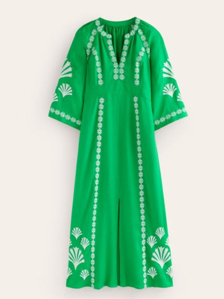 Breathable Linen Embroidered Dress