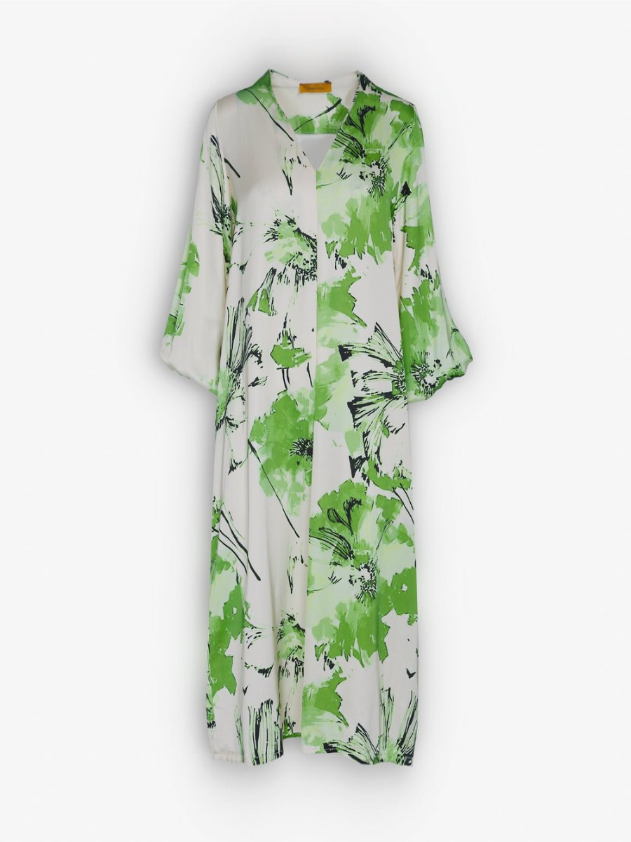 Temperament Green V-Neck Midi Dress