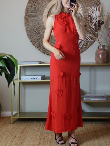 The High Neck Rosette Maxi Dress