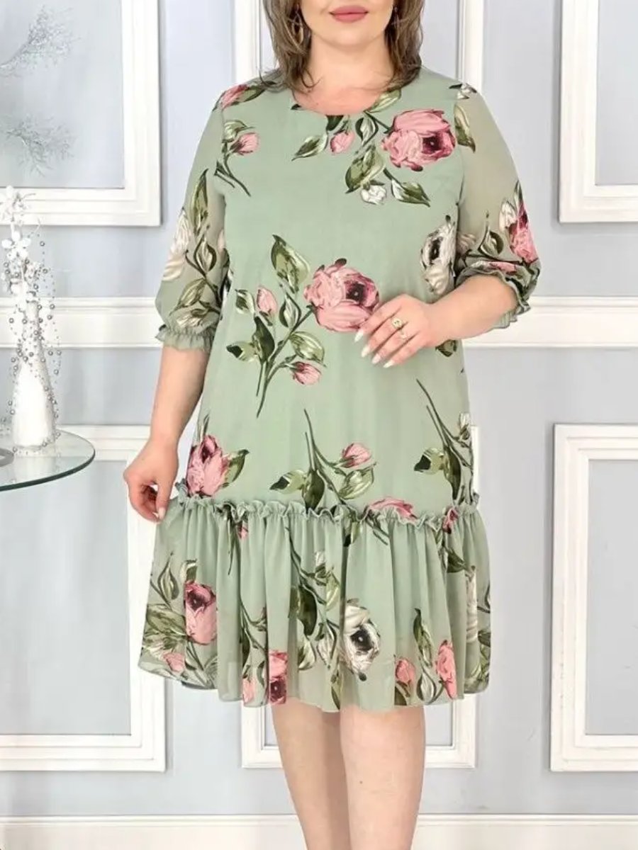 Floral Chiffon Half Sleeve Dress