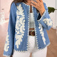 Chic Blue Patched Jacket