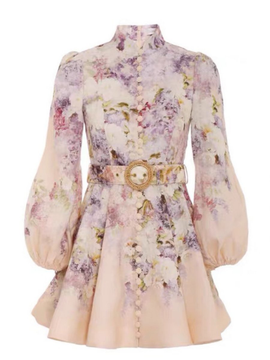 Dreamy Floral Lyrical Buttoned Dress