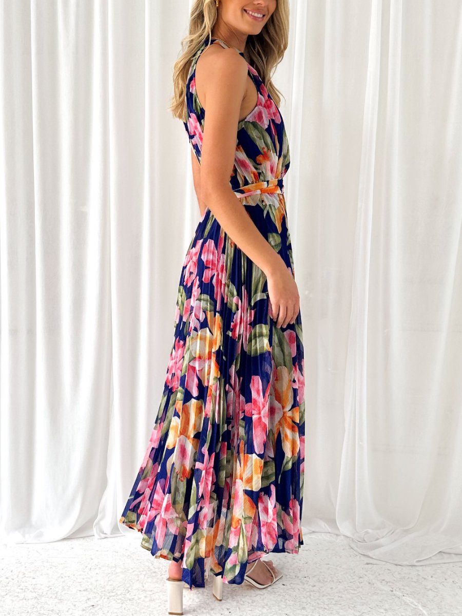 Navy Floral Midi Dress