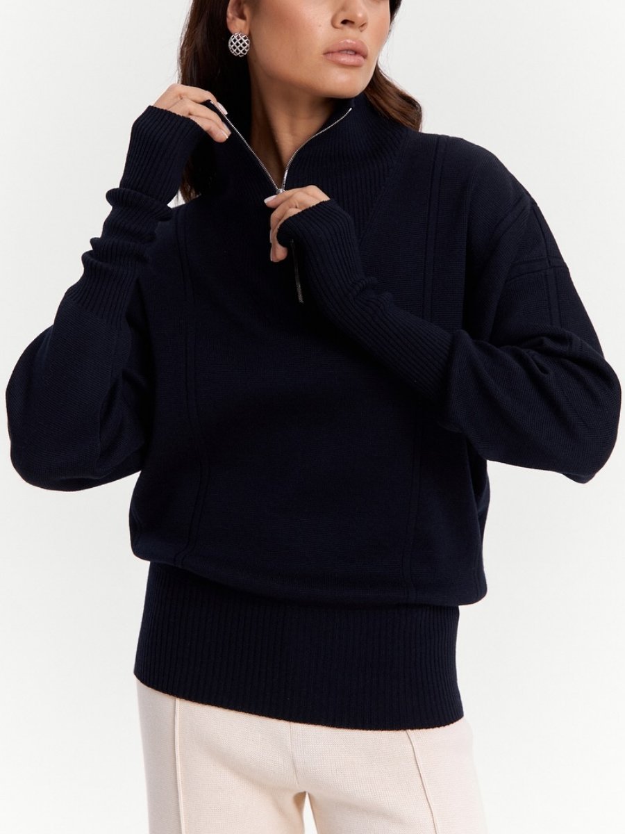 Knitted Zipper Pullover Sweater