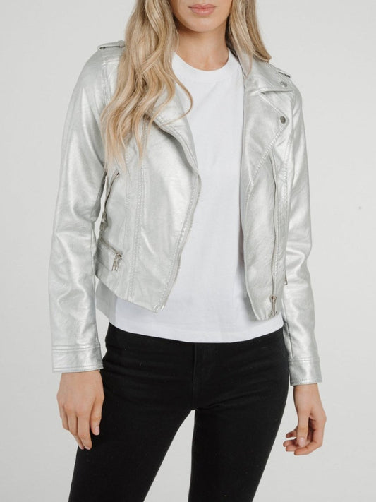 Metallic Leather Jacket