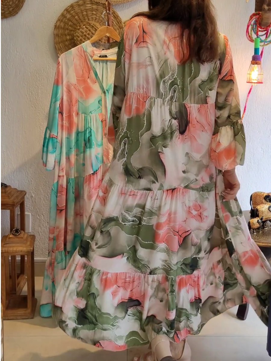 Colourful Ink Painting Print Dress