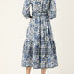 The Elegant Blue Floral Midi Dress