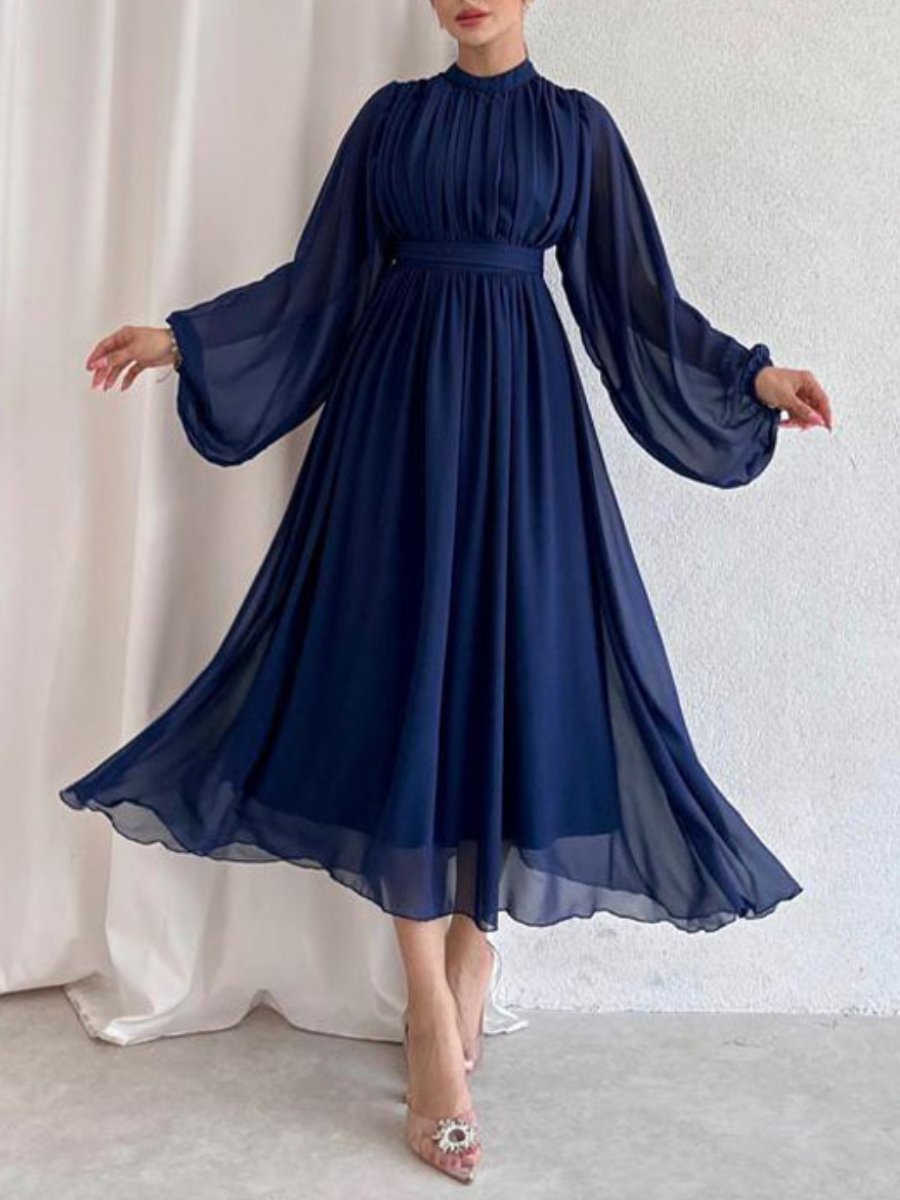 Long Sleeve Pleated Dress