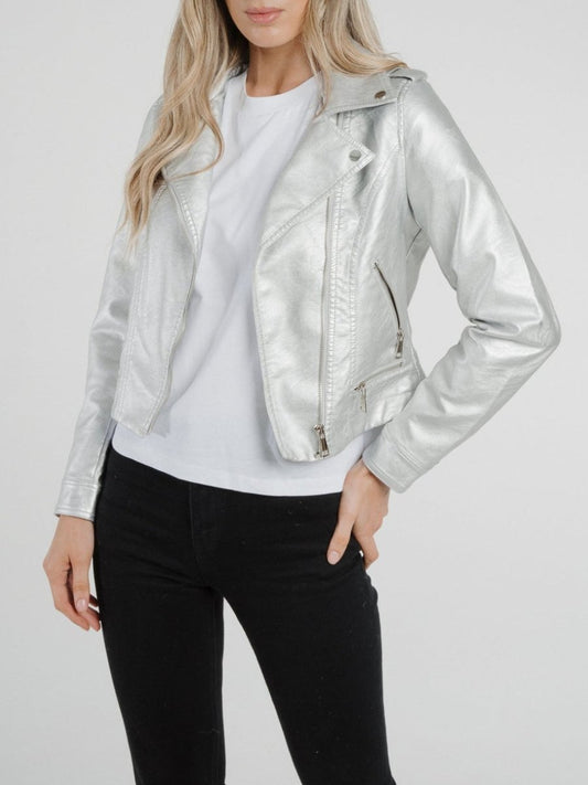 Metallic Leather Jacket