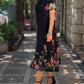 Black Floral Short Sleeve Dress