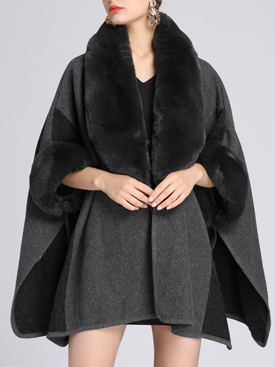 Fur-collar Cape Coat