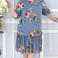 Floral Chiffon Half Sleeve Dress