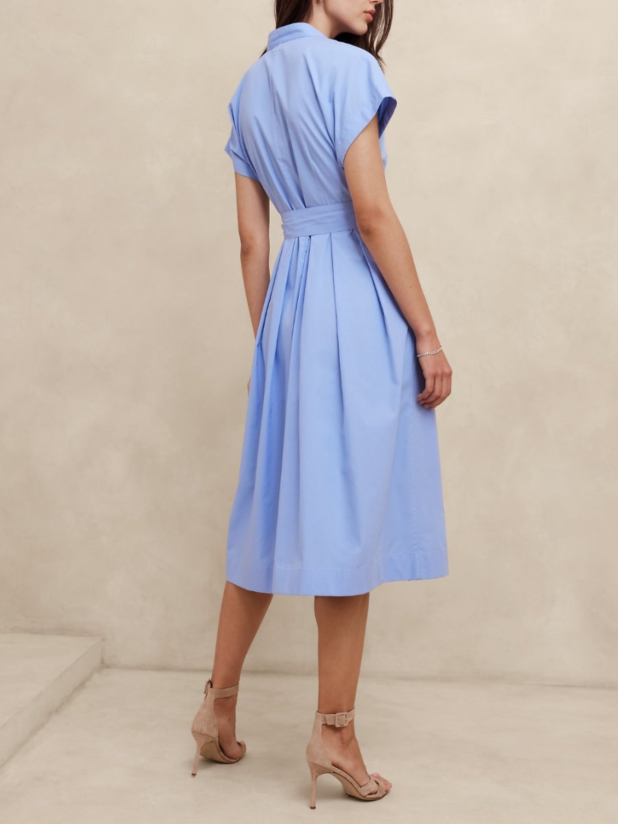 Poplin Belted Midi Dress