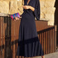 Classy V-Neck Plain Long Sleeve Midi Dress