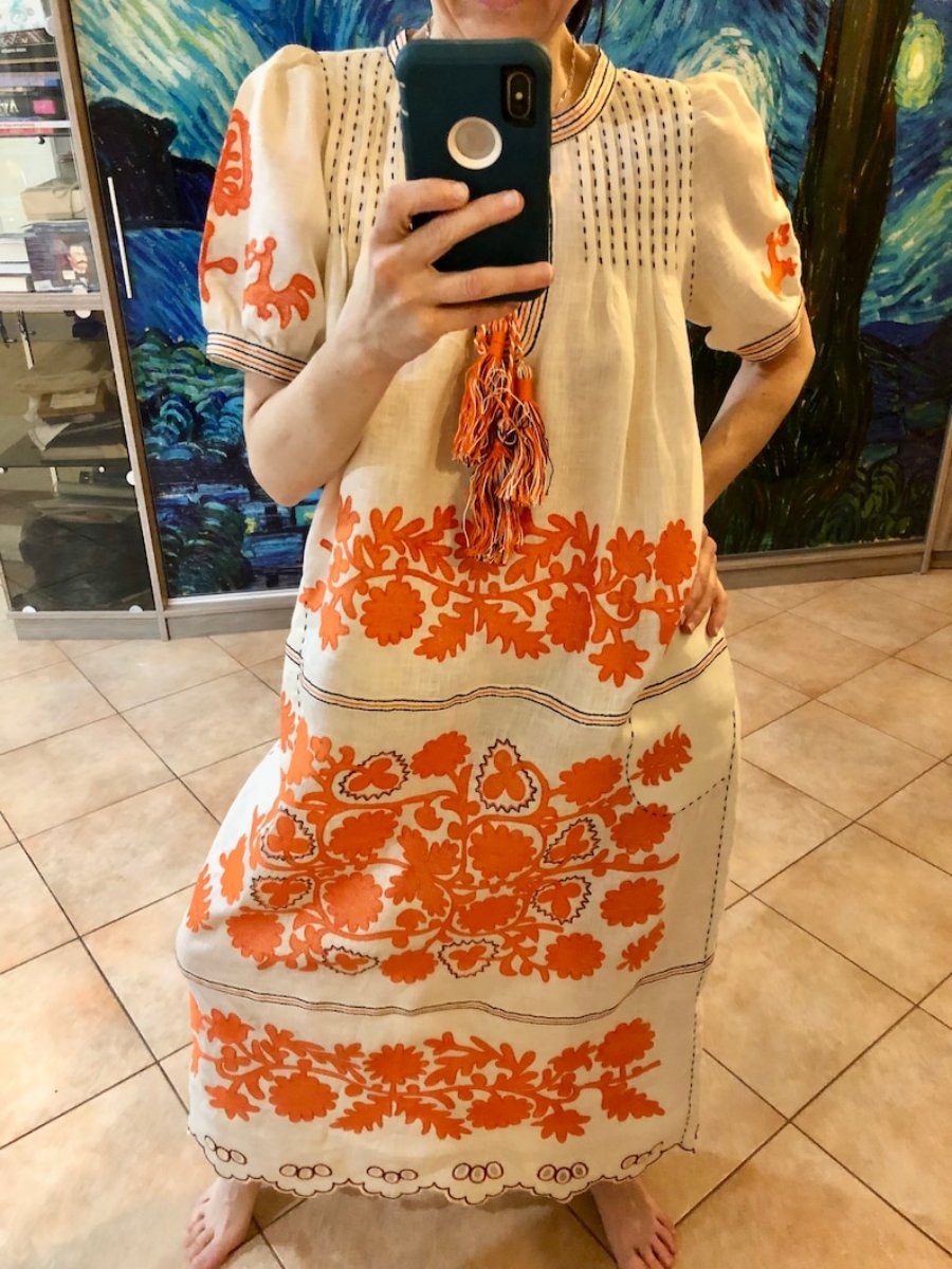 Petra Embroidered Linen Midi Dress