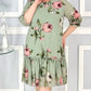 Floral Chiffon Half Sleeve Dress