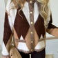 Gold Button Diamond Pattern Cardigan