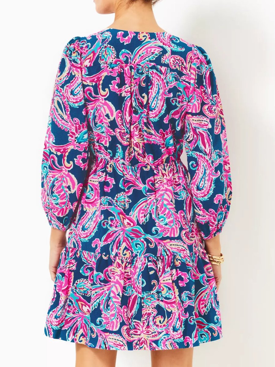 V Neck Printed Dress