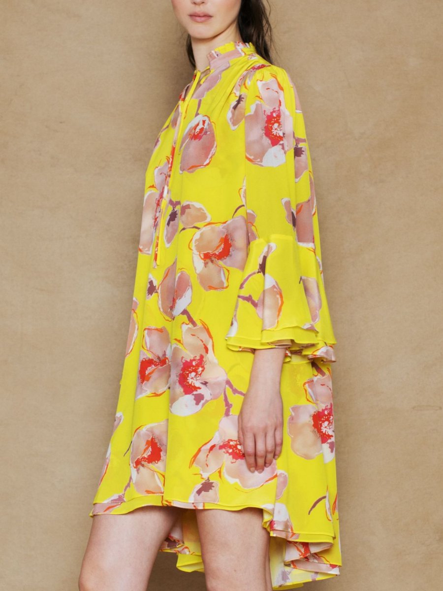 Lightweight Floral Flared Sleeve Dress